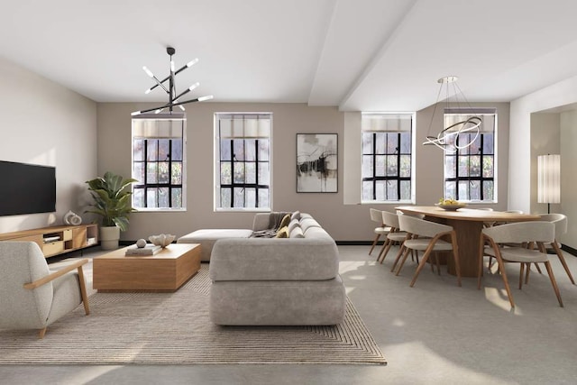 10 Park Ave Unit 1/2H, New York City, NY 10016 - living area with a chandelier and plenty of natural light