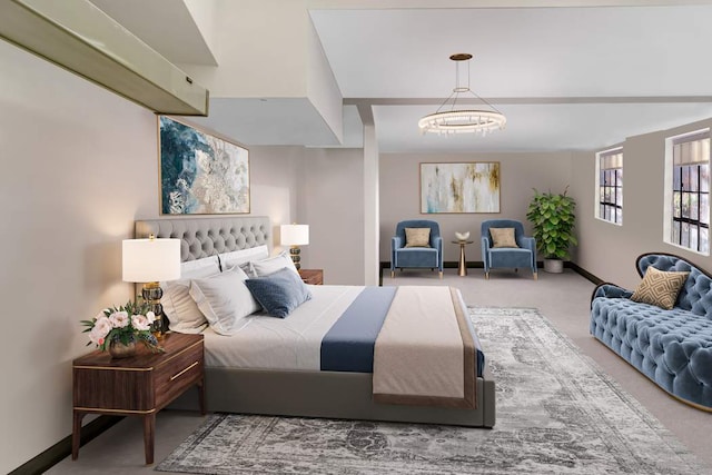 10 Park Ave Unit 1/2H, New York City, NY 10016 - bedroom with carpet flooring and a chandelier