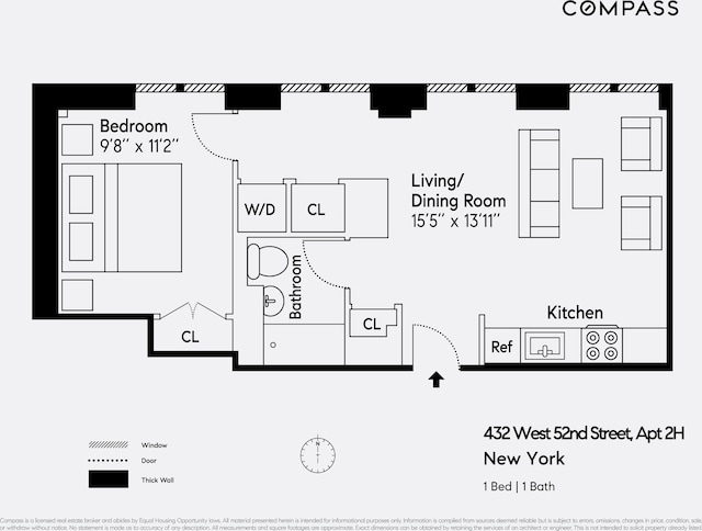 432 W 52nd St Unit 2H, New York City, NY 10019 - view of floor plan / room layout