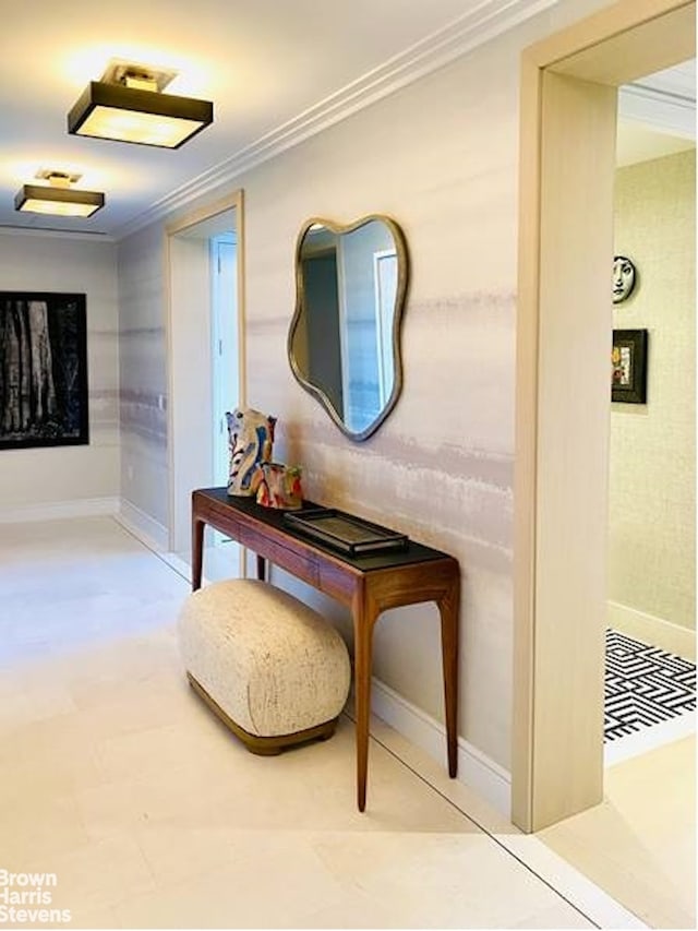 200 Amsterdam Ave Unit 32B, New York City, NY 10023 - corridor featuring crown molding and baseboards