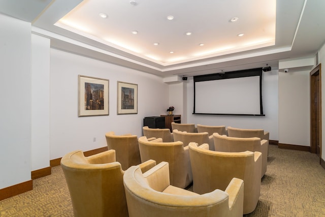 20 W St Unit 18F, New York City, NY 10004 - carpeted cinema with a raised ceiling and recessed lighting