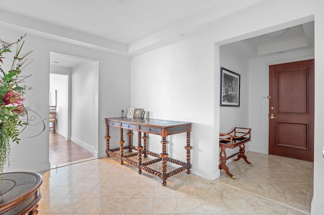 10 Little W St Unit 18-E, New York City, NY 10004 - foyer entrance with a raised ceiling and marble finish flooring