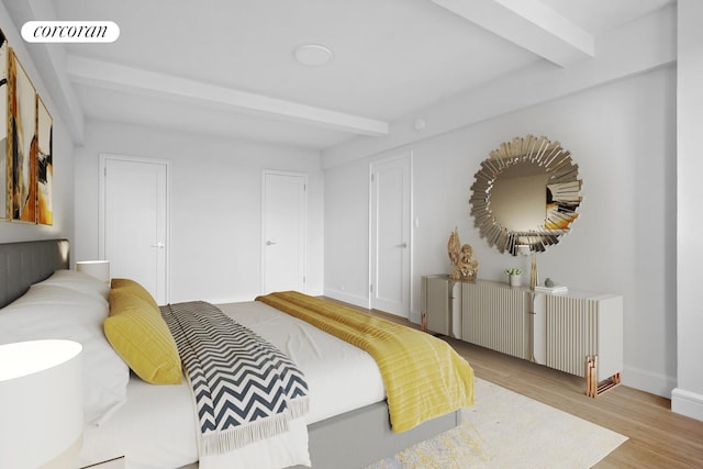 100 Riverside Dr Unit 7B, New York City, NY 10024 - bedroom with beamed ceiling and wood finished floors