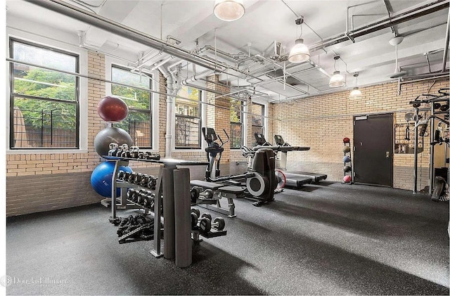 118 W 79th St Unit 9B, New York City, NY 10024 - workout area featuring brick wall