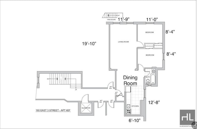 160 E 3rd St Unit 2F, New York City, NY 10009 - view of home floor plan