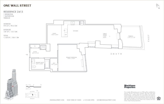 1 Wall St Unit 2413, New York City, NY 10005 - view of home floor plan