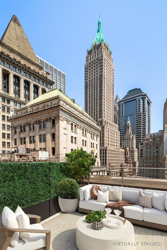 1 Wall St Unit 2413, New York City, NY 10005 - view of patio / terrace featuring an outdoor hangout area and a city view