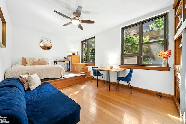 22 Irving Pl Unit 1A, New York City, NY 10003 - bedroom with wood-type flooring, cooling unit, and a ceiling fan