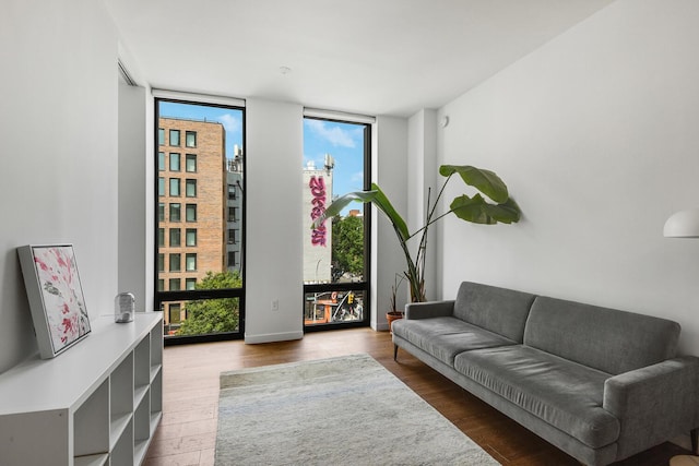 287 E Houston St Unit 4B, New York City, NY 10002 - living room with floor to ceiling windows and wood finished floors