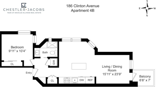 186 Clinton Ave Unit 4B, New York City, NY 11205 - view of room layout