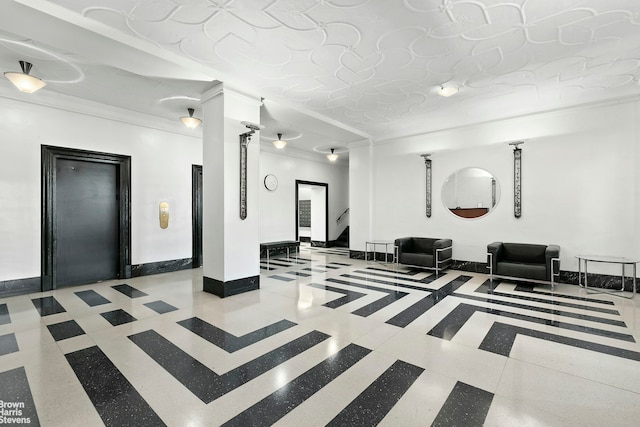 242 E 19th St Unit 13E, New York City, NY 10003 - community lobby with ornamental molding