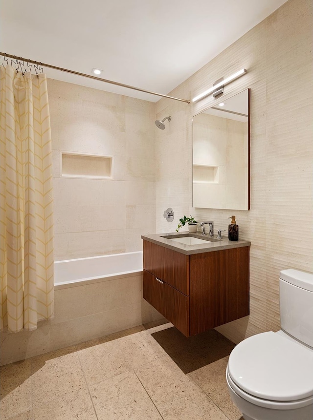 496 Prospect Pl Unit 4, New York City, NY 11238 - bathroom featuring tiled shower / bath combo, vanity, recessed lighting, and tile walls