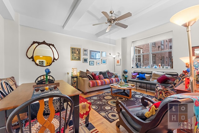 500 Grand St Cga, Unit Cga, New York City, NY 10002 - living area with a ceiling fan and beam ceiling