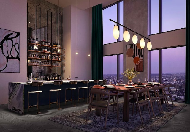 11 Hoyt St Unit 39F, New York City, NY 11201 - indoor wet bar with a towering ceiling