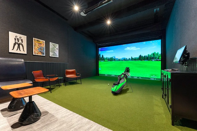 11 Hoyt St Unit 39F, New York City, NY 11201 - game room with golf simulator and carpet floors