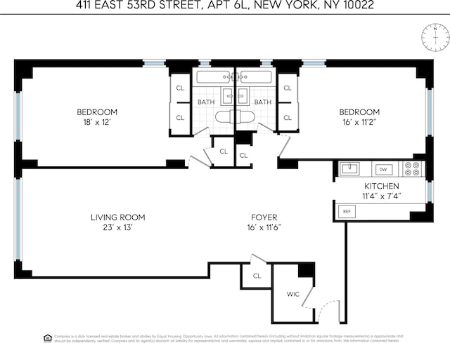 411 E 53rd St Unit 6L, New York City, NY 10022 - view of floor plan / room layout