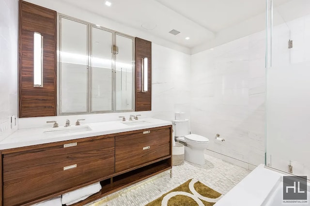 301 E 50th St Unit 5B, New York City, NY 10022 - full bathroom with double vanity and toilet