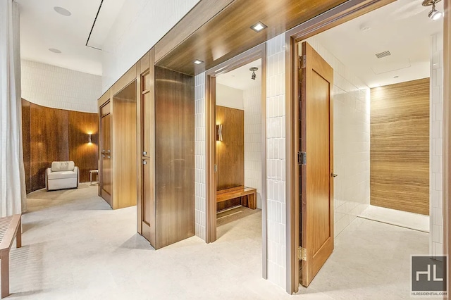 301 E 50th St Unit 5B, New York City, NY 10022 - hall with tile walls and attic access