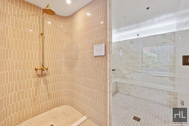 301 E 50th St Unit 5B, New York City, NY 10022 - full bath featuring tiled shower and tile walls