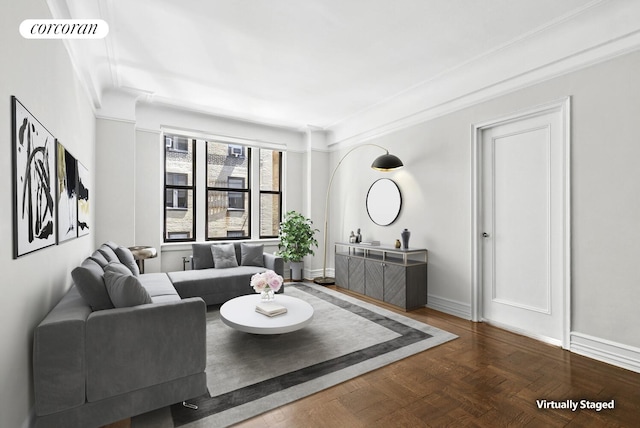 221 W 82nd St Unit 2B, New York City, NY 10024 - living room featuring baseboards