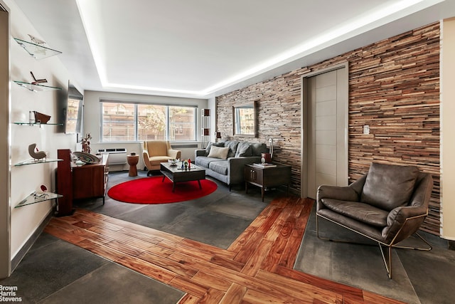 430 W 34th St Unit Lh, New York City, NY 10001 - living room with wood finished floors and a raised ceiling