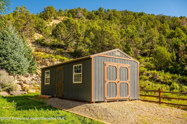 313 Cerise Ranch Rd, Carbondale, CO 81623 - view of shed with a view of trees