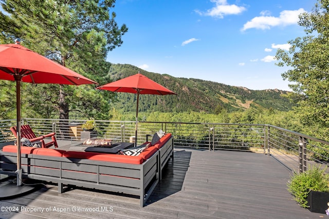 deck featuring a mountain view