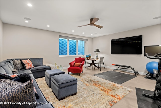 552 Mountain Laurel Dr, Aspen, CO 81611 - living room featuring ceiling fan and recessed lighting