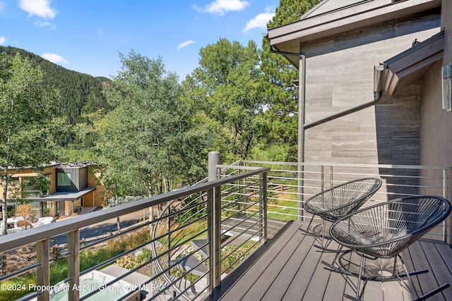 deck with a mountain view