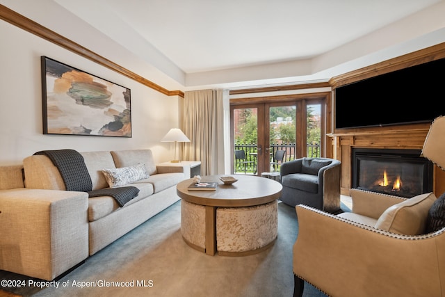 living room with french doors