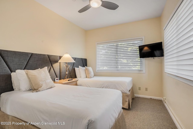 150 Snowmass Club Cir Unit 1623, Snowmass Village, CO 81615 - bedroom with carpet floors, baseboards, and a ceiling fan