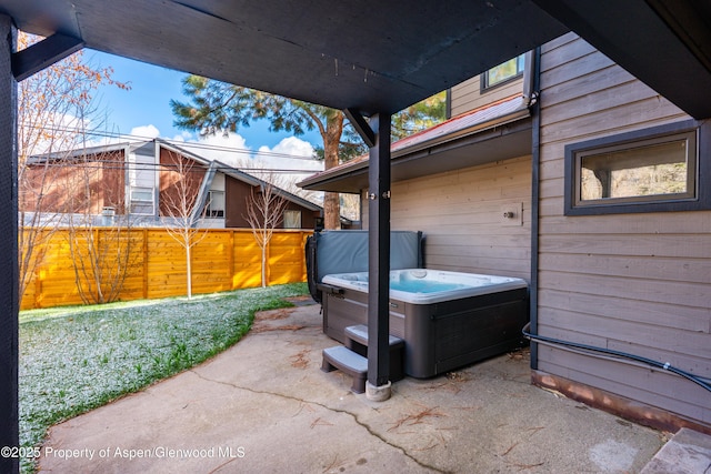1625 Cooper Ave, Glenwood Springs, CO 81601 - view of patio with cooling unit, fence, and a hot tub
