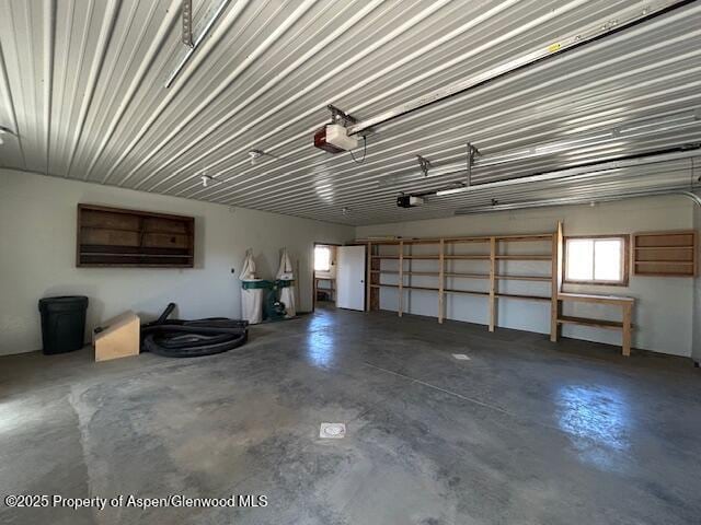 garage with a garage door opener