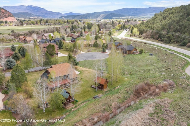 aerial view featuring a mountain view