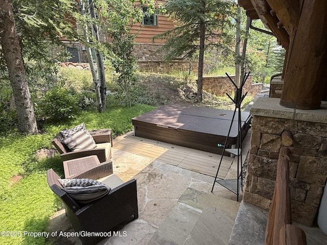 87 Thunderbowl Ln, Aspen, CO 81611 - view of patio with a covered hot tub