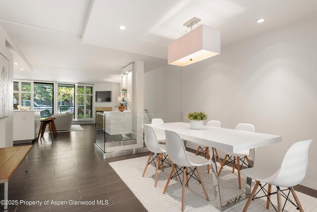 800 E Hopkins Ave Unit A-3, Aspen, CO 81611 - dining space with recessed lighting and floor to ceiling windows