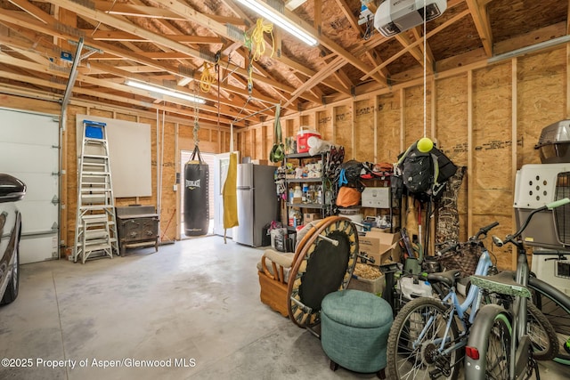 1137 Rose St, Craig, CO 81625 - garage featuring freestanding refrigerator and a garage door opener