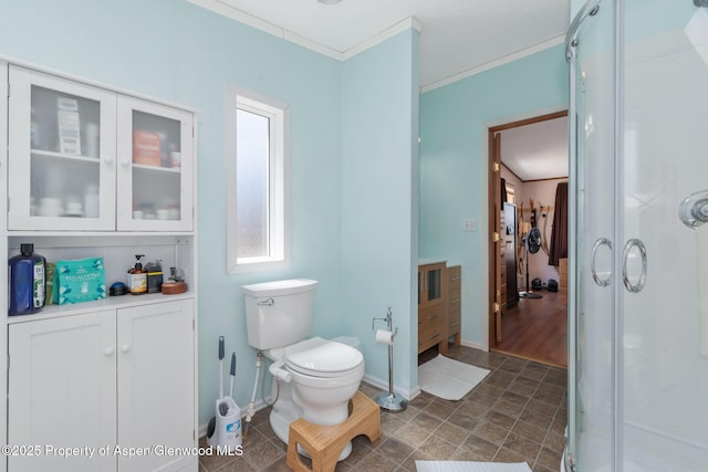 1137 Rose St, Craig, CO 81625 - bathroom featuring a stall shower and ornamental molding