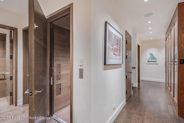 700 W Smuggler St, Aspen, CO 81611 - hall with wood finished floors and recessed lighting