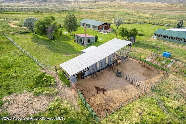 aerial view with a rural view