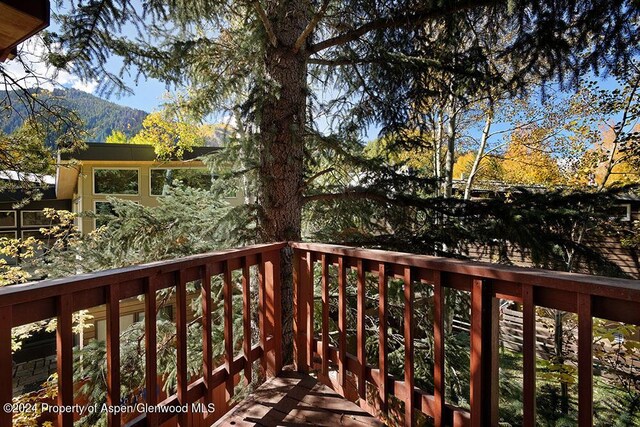 deck with a mountain view