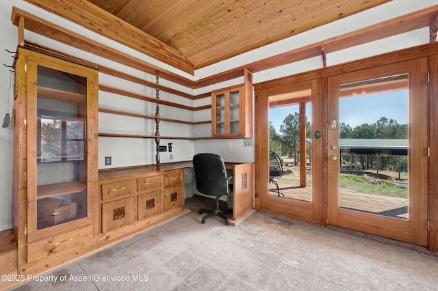 701/700 Bella Vista Ln, Cotopaxi, CO 81223 - unfurnished office with wood ceiling and light colored carpet