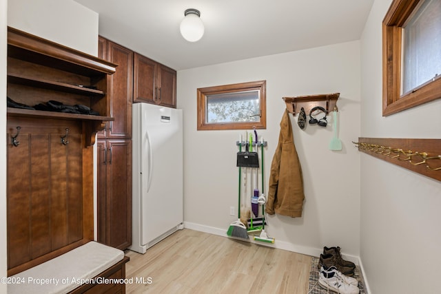 mudroom featuring light wood-type flooring