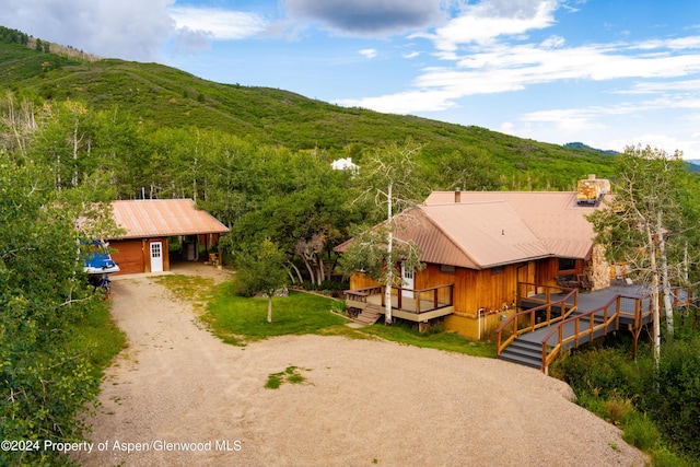 bird's eye view with a mountain view