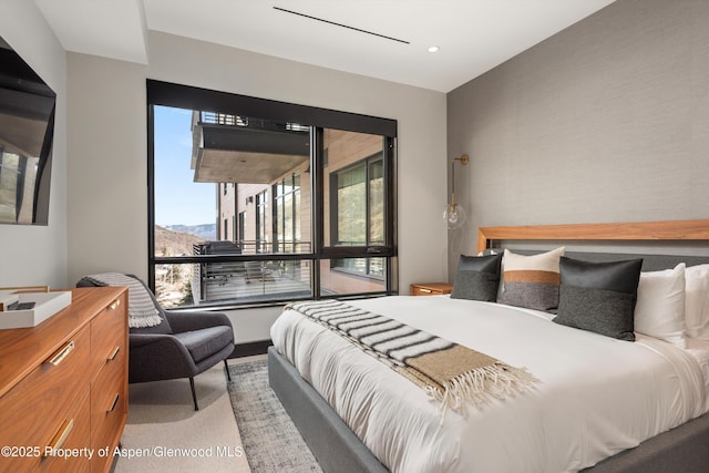 bedroom with a mountain view