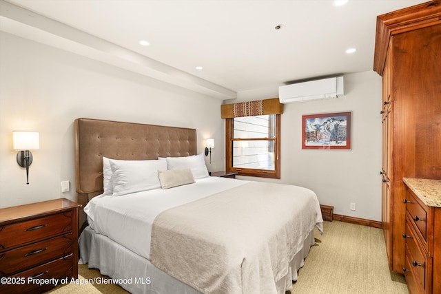 610 S W End St Unit H202, Aspen, CO 81611 - bedroom with a wall unit AC, light colored carpet, and recessed lighting