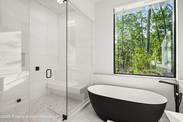 1234 Wood Rd, Snowmass Village, CO 81615 - bathroom with a freestanding bath and a shower stall