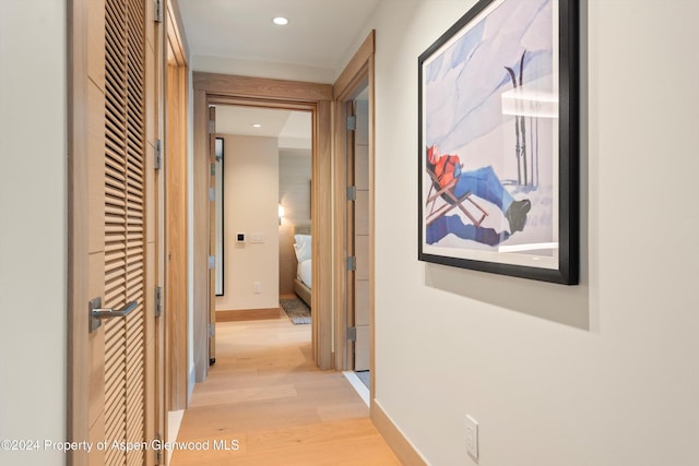 hall featuring light wood-type flooring