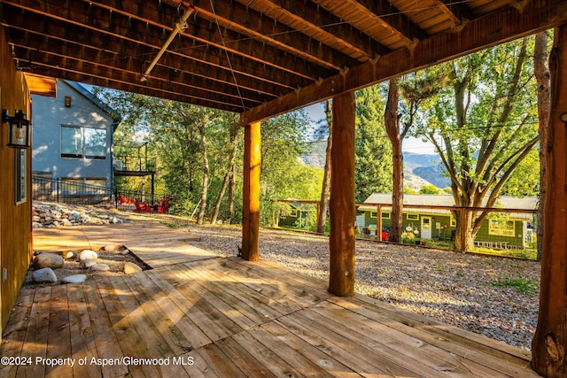 deck featuring a mountain view