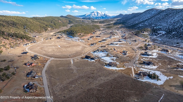 drone / aerial view with a mountain view